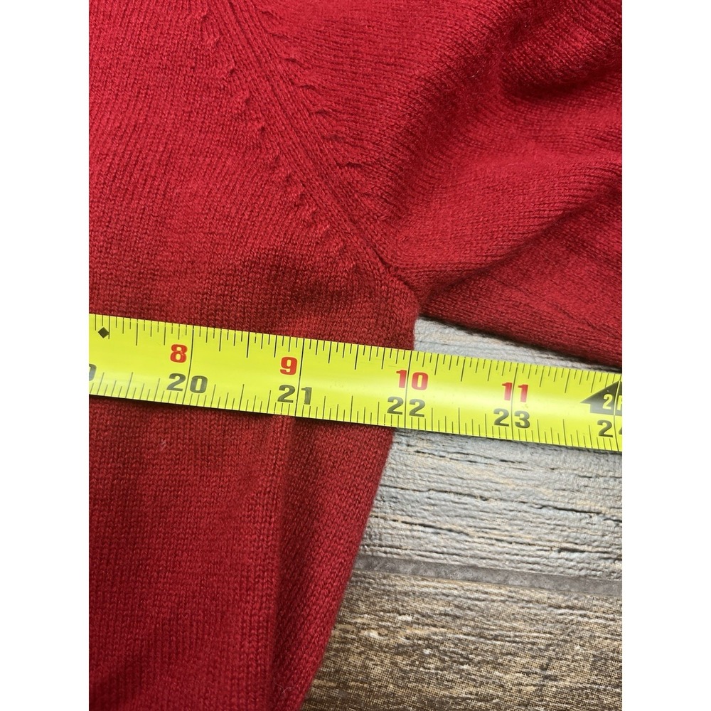 Alan Paine England Sweater Sz Large Red 100% Cashmere Knit V-Neck UK 44 / EU 52 - Picture 7 of 10